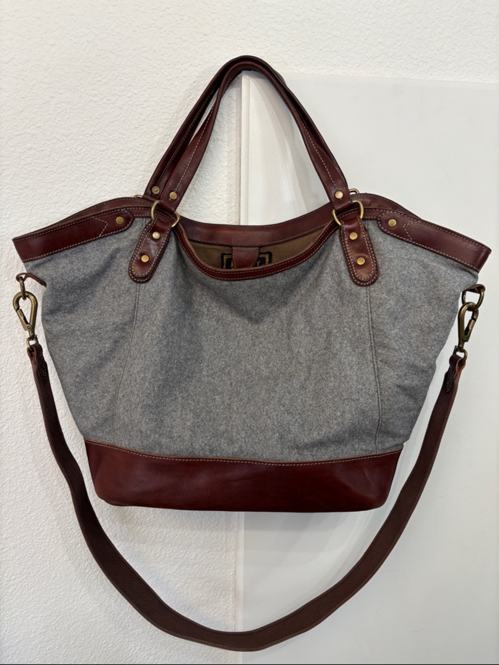 Rare Ralph Lauren Rugby Wool and Leather bag with crossbody strap